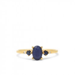 Anillo 3 Zafiros Diamantes