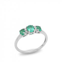 Anillo 3 Esmeraldas Diamantes