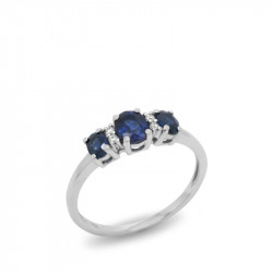 Anillo 3 Zafiros Diamantes