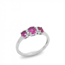 Anillo 3 Rubíes Diamantes