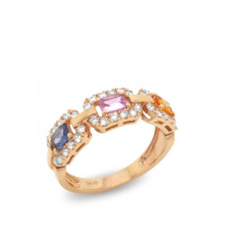 Anillo 3 Zafiros Multicolor...