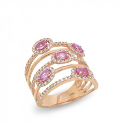Anillo 5 Zafiros Rosa...
