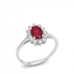 Anillo Orla Diamantes Rubí