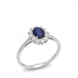 Anillo Orla Diamantes Zafiro