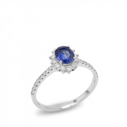 Anillo Orla Diamantes Zafiro