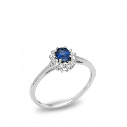 Anillo Orla Zafiro Diamantes