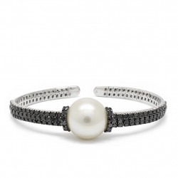 Pulsera Perla Diamantes Negros