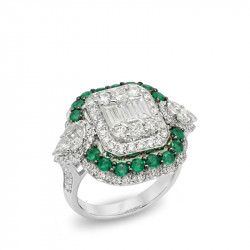 Anillo Esmeraldas y Brillantes
