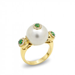 Anillo Perla Esmeraldas y...
