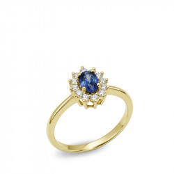 Anillo Orla Zafiro Diamantes